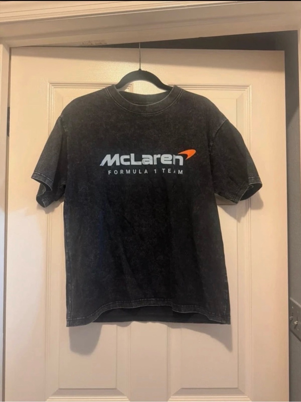 SHEIN Black McLaren Graphic Tee with Orange Accent